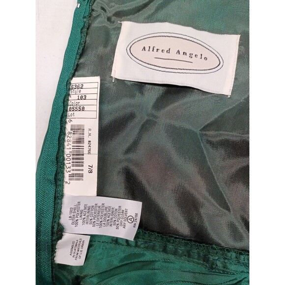Alfred Angelo Ballgown Formal Green Dress Spaghetti Strap Halter Neck Sz 7/8 - Picture 11 of 12